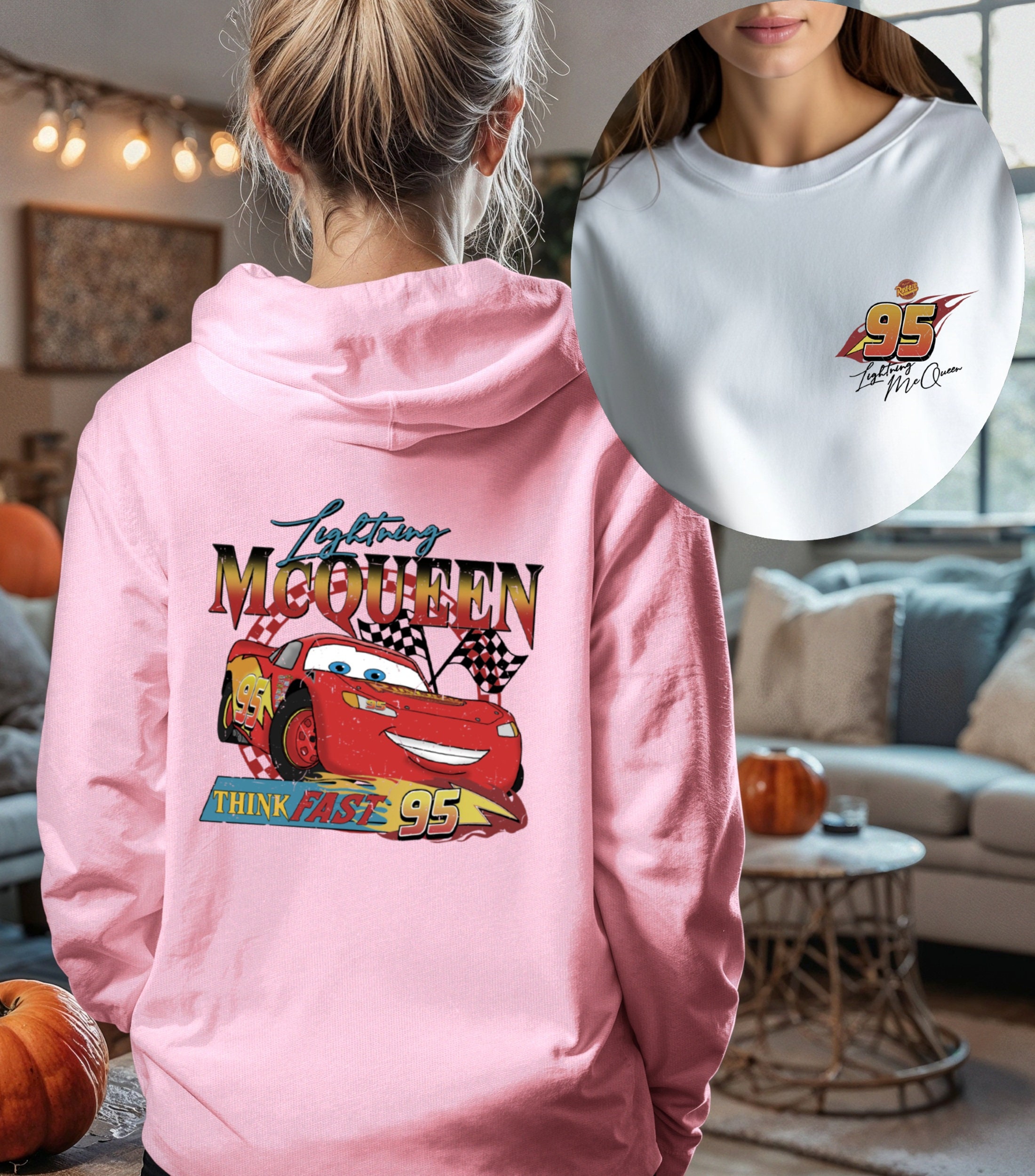 Vintage Lightning Mcqueen Hoodie Two Sided Print Disney Cars Hoodie Cars Family Vacation Shirt Cars Land Shirt Mcqueen Sweatshirt Etsy