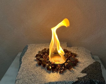 Handmade Stone Table Top Fire Pit for Indoor & Outdoor, Stone Candle Holder