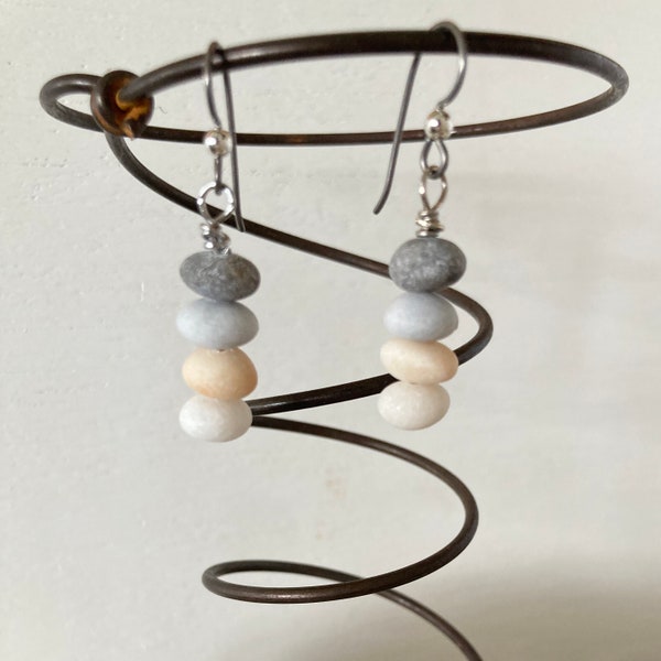 Petite Stacked Beach Rock cairn Earrings