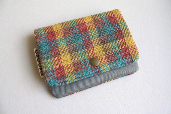 Items similar to Lil' Pouch - Handwoven Teal Houndstooth on Etsy