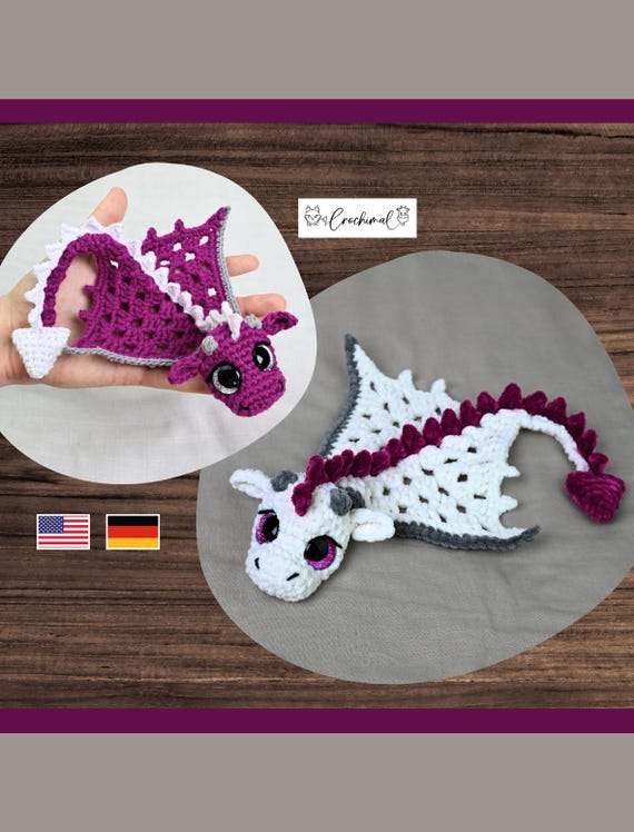 Drache Häkelanleitung deutsch und englisch, Amigurumi Häkelanleitung deutsch, Drache häkeln, kleiner Drache, Kuscheltier häkeln Anleitung,