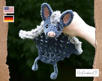 bat crochet pattern, crochet plushie pattern, snuggler crochet pattern amigurumi, Halloween crochet pattern, granny square crochet animal