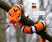 Schlange Häkelanleitung deutsch und englisch, digitaler pdf Download, Häkelmuster mit wenig Nähen, Amigurumi Schlange häkeln Anleitung,