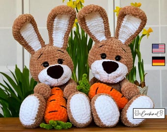 bunny crochet pattern english and german, digital pdf download, Easter amigurumi crochet pattern, crochet plushie pattern, Spring patterns