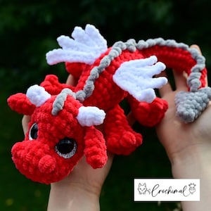 dragon crochet pattern, pdf download english and german, Linus the dragon, crochet little dragon, amigurumi fantasy toy pattern, plushie