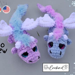 no sew ice dragon pattern, english and german pdf download, small dragon crochet pattern, crochet amigurumi baby dragon, plushie pattern