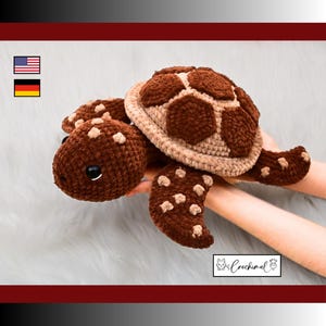 sea turtle crochet pattern english and german, digital pdf download, crochet turtle pattern, sea life amigurumis, crochet plushie pattern