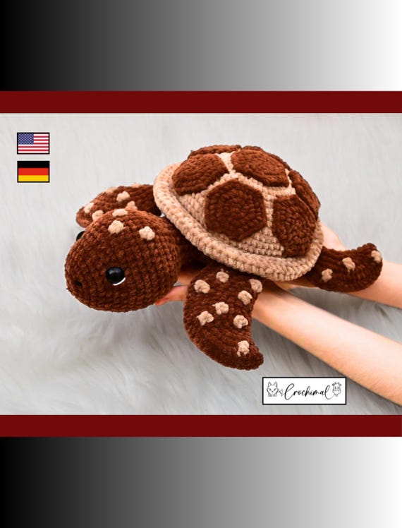 Meeresschildkröte Häkelanleitung deutsch und englisch digitaler pdf Download, Amigurumi Strand Tiere, Kuscheltier Schildkröte Häkelanleitung