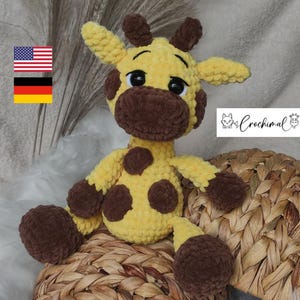 easy giraffe pattern; pdf download; crochet pattern english; german; crochet giraffe; crochet easy animal; amigurumi giraffe; toy pattern