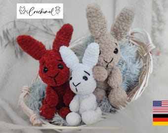 low sew pattern; bunny crochet pattern; pdf download; crochet rabbit pattern; amigurumi crochet pattern; english; german; crochet plushie