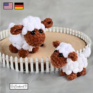 kleines Schäfchen Häkelanleitung deutsch und englisch, digitaler pdf Download, Frühling Amigurumi häkeln, Ostern häkeln deutsche Anleitung