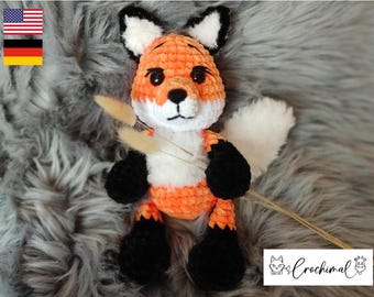Fox crochet pattern amigurumi pattern crochet animal digital pdf download crochet toy crochet pattern english german