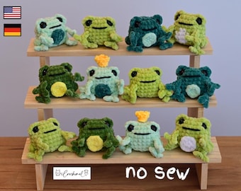 mini frog no sew crochet pattern english and german, digital pdf download, spring crochet pattern, frog amigurumi pattern, baby frog pattern