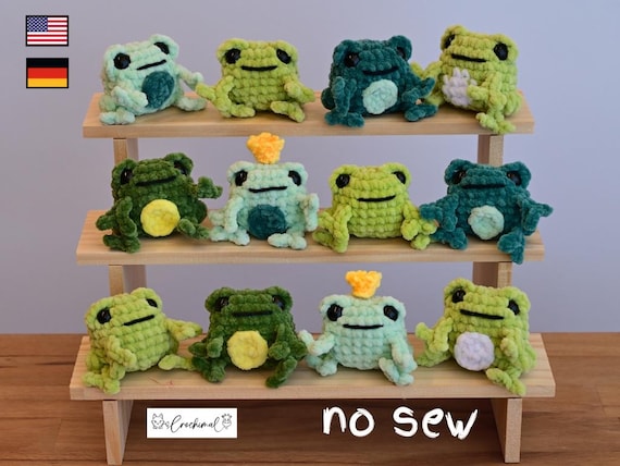 mini Frosch ohne Nähen Häkelanleitung deutsch und englisch digitaler pdf Download, kleinen Frosch häkeln, Frühling häkeln deutsche Anleitung