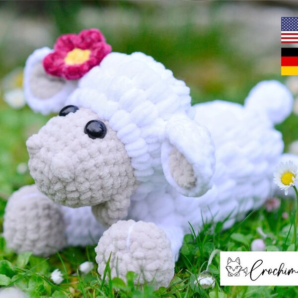 Sheep crochet pattern German; Crochet instructions English; digital PDF download; Easter; Sheep standing Sheep lying down