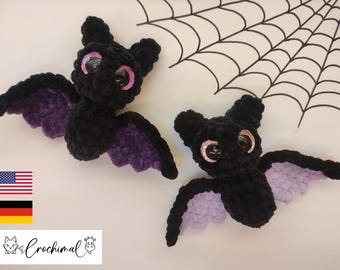 bat crochet pattern; pdf download; pattern english; german; halloween crochet pattern; amigurumi crochet pattern; little bat crochet pattern
