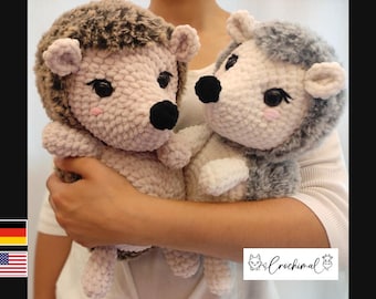 hedgehog crochet pattern; digital pdf download; amigurumi pattern; crochet animal; hedgehog pattern english; german; crochet plushie