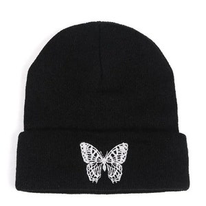 Bonnet, broderie de papillons, chapeau d'automne et d'hiver pour femmes image 1