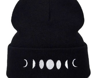 Unisex Lunar Eclipse Embroidery Beanies Autumn Winter Warm Hat