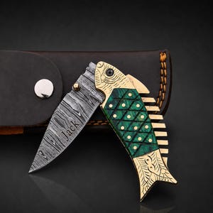 Personalized Damascus Steel Pocket Knife, Engraved Folding Knife, Wedding Anniversary Gift, Groomsmen Gift, Birthday Gift for Boyfriend Men