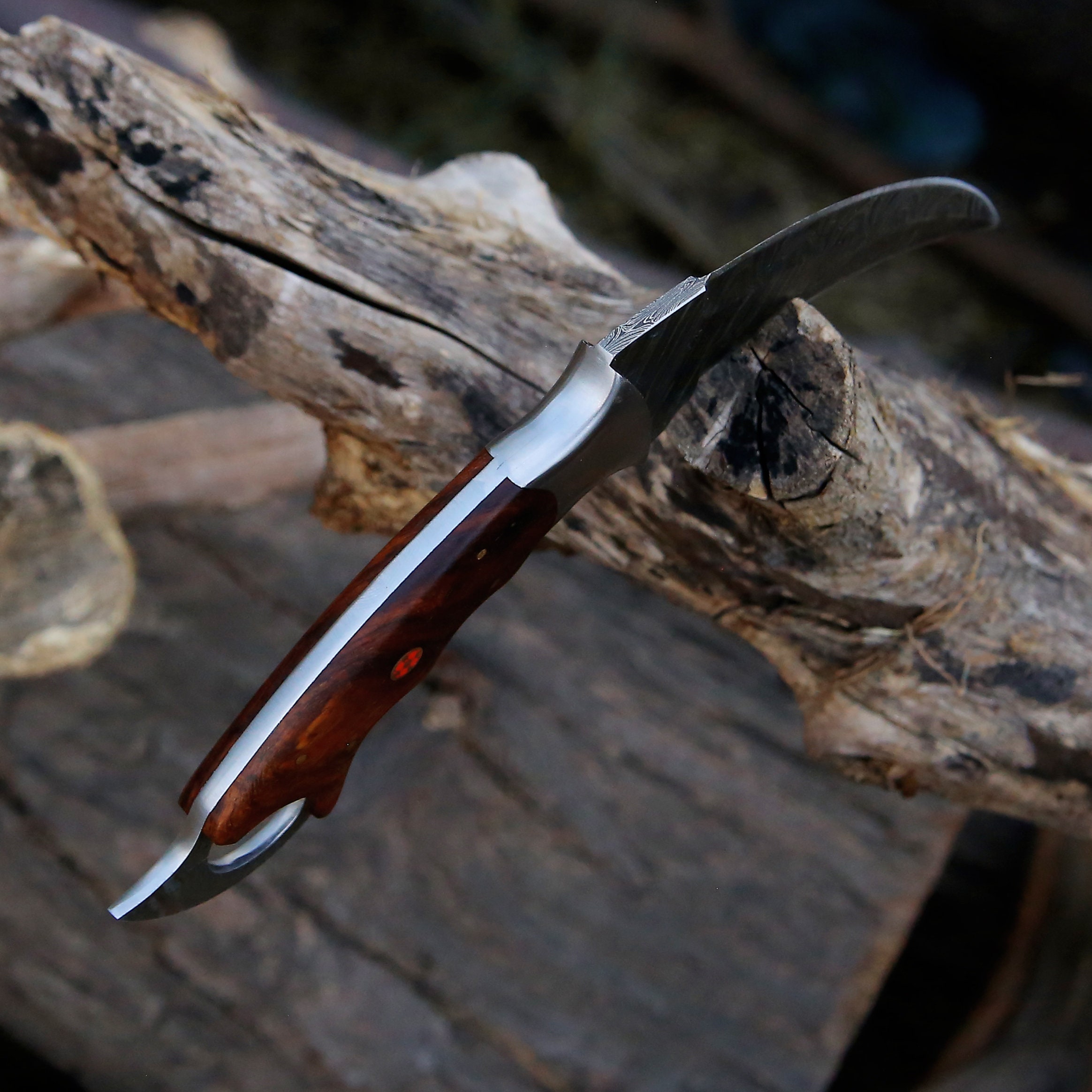 Custom Damascus Steel Karambit Knife-Personalized Hunting Knife, Groomsman Gift, EDC Camping Blade, Gift for Boyfriend or dad Husband Gift
