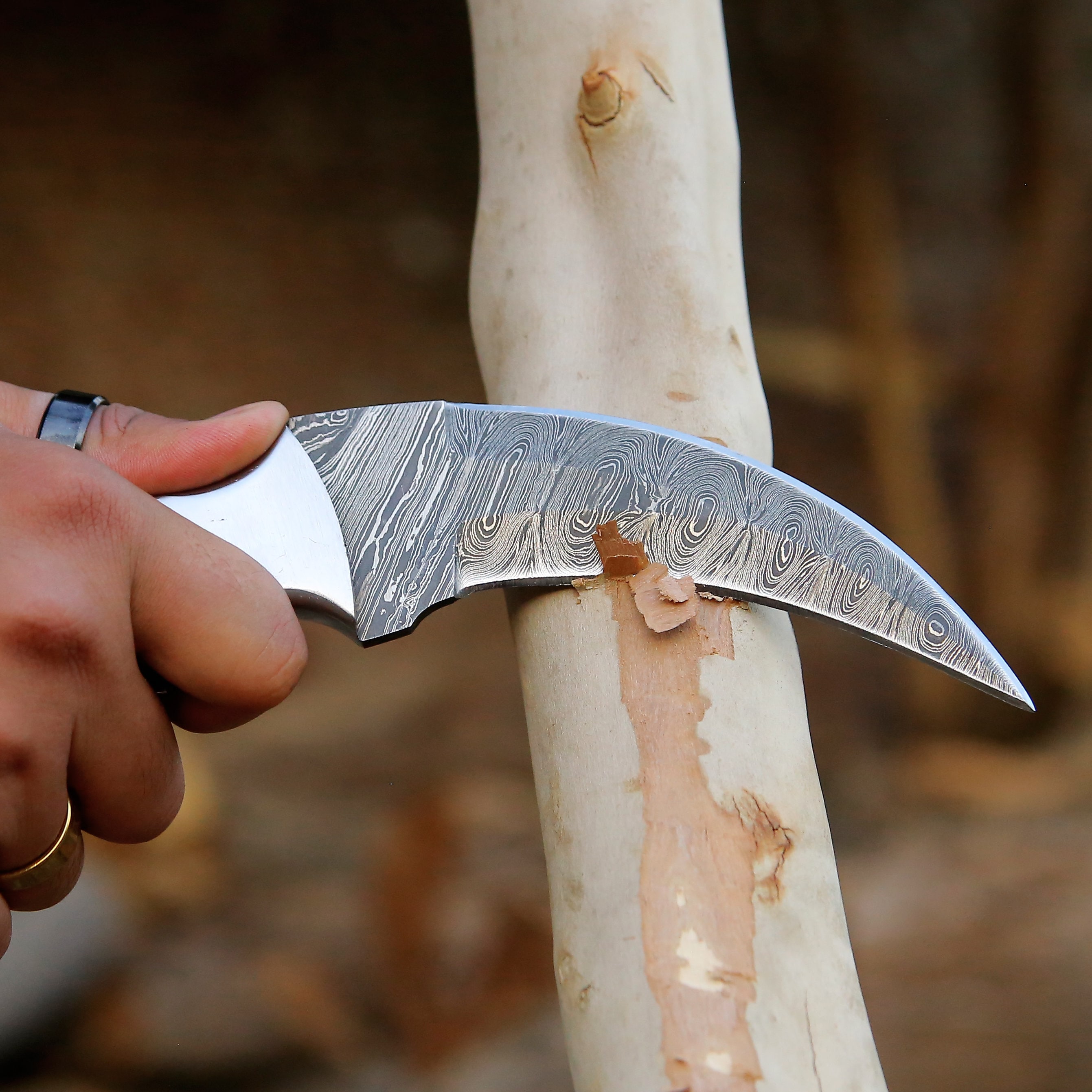 Custom Damascus Steel Karambit Knife-Personalized Hunting Knife, Groomsman Gift, EDC Camping Blade, Gift for Boyfriend or dad Husband Gift