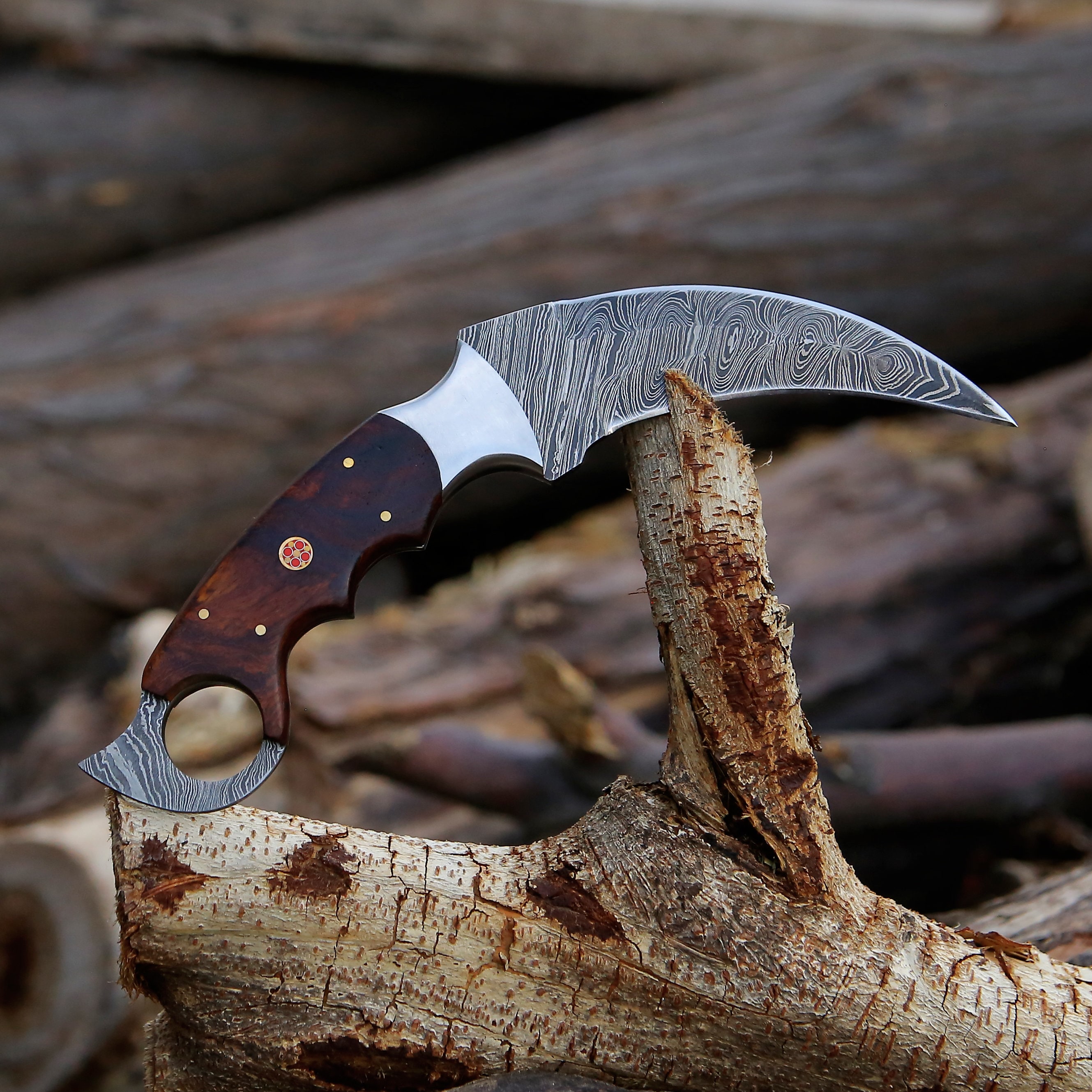 Custom Damascus Steel Karambit Knife-Personalized Hunting Knife, Groomsman Gift, EDC Camping Blade, Gift for Boyfriend or dad Husband Gift