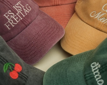 Personalisierte Cap mit Wunschtext | Bestickte Vintage Kappe | Unisex Baseball Cap | Geschenk Männer Frauen | Festival | Schneller Versand!!