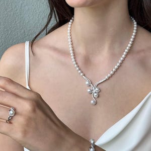 White Harmony Pearl Bridal Jewelry Set – Genuine Natural Pearls, Luxury