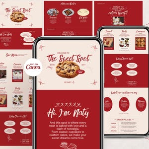 Modèle Web vintage pour entreprise de boulangerie, Informations sur les prix de boulanger, Site Web de boulanger à domicile, Desserte, Entreprise de pâtisserie modifiable, Site Web rétro pour boulangers