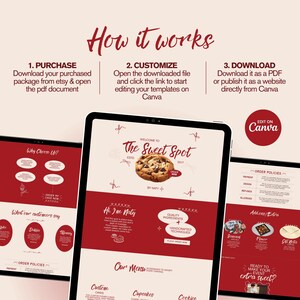 Vintage Bakery Business Web Template, Baker Pricing Info, Home Baker Website, Dessert Shop, Editable Cake Business, Retro Website for Bakers image 3