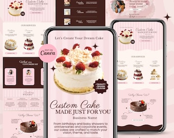 Bakery Business Web Template, Baker Pricing Info, Home Baker Website, Dessert Shop, Editable Cake Business, Website for Bakers, Cake Order