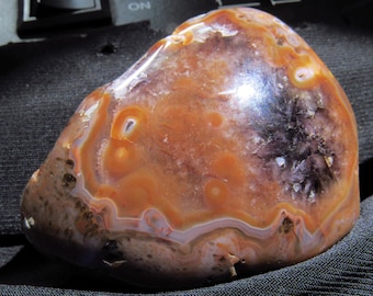 Banded Lake Superior agate with a heart of amethyst - face polished