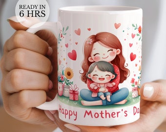 Cute Mothers Day Mug Gift, 3D Mugs, 11oz Mug Wrap, 15oz Love Mom Wrap, Gift for Mom, Personalized Gift for Mom, Digital Download, Mommy