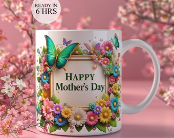 Lovely Gift for Mother's Day Wraps, 3D Mugs, 11oz 3D Mug, 15oz Love Mom Wrap, Gift for Mom, Personalized Gift for Mom, Digital Download