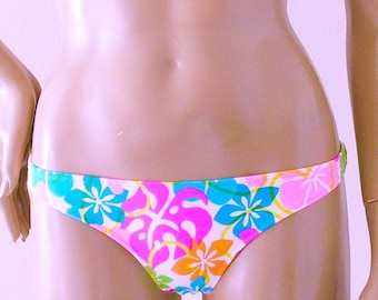 Brazilian Bikini Bottom in Maui White Floral in S-M-L-XL