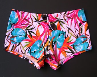 Mens Low Rise Square Cut Swimsuit in Fiji Floral Print