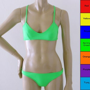 Crossback Ballet Top and Scrunch Back Brazilian Bikini Bottom in Red, Yellow, Blue, Green, Orange, Purple, Turquoise, Fuschia