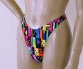 80s 90s High Leg Thong Bikini Bottom in Jazz Print