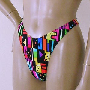 80s 90s High Leg Thong Bikini Bottom in Red, Yellow. Green, Blue, Orange,  Purple, Turquoise, Fuschia 