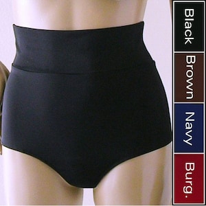 Ultra High Waisted Bikini Bottom in Black, Navy, Burgundy, or Brown in S-M-L-XL