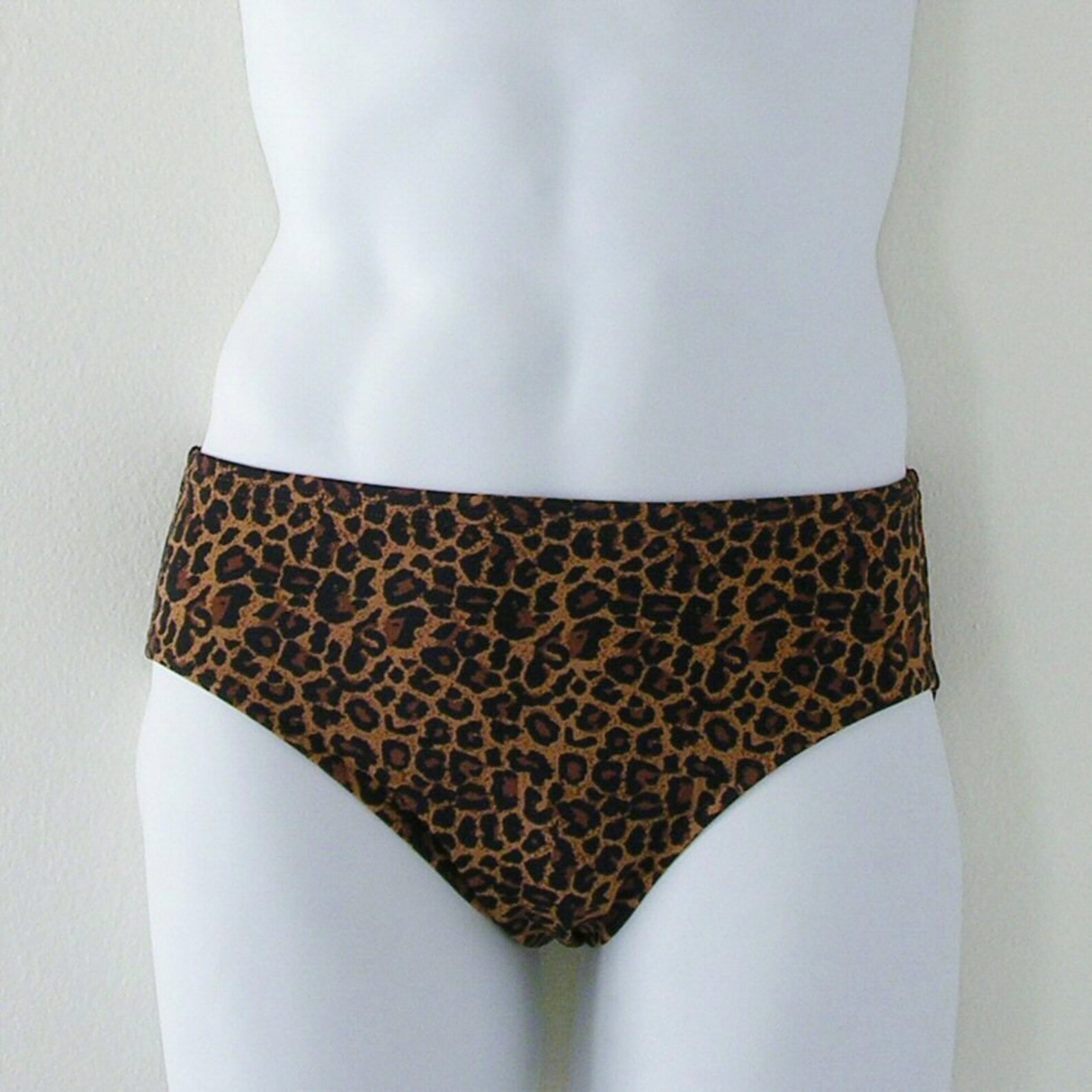 Mens Swim Brief Swimsuit in Brown Leopard Print Etsy