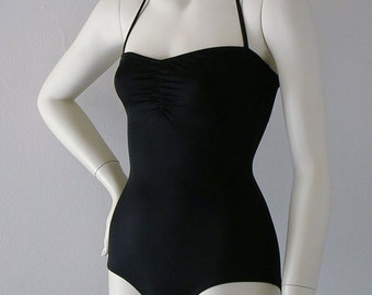 Black Retro One Piece Swimsuit Made to Order