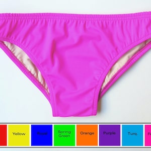 Mens Low Rise Brief Swimsuit in Red, Yellow, Blue, Green, Orange, Purple, Turquoise, Fuschia