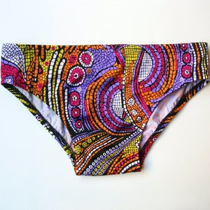 Mens Low Rise Swim Brief Swimsuit in Mosaic Paisley Print