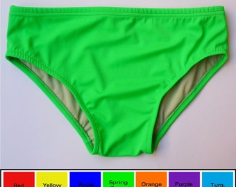 Mens Swim Brief Swimsuit in Green, Blue, Red, Purple, Turquoise, Yellow, Orange, Fuschia