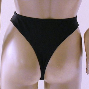 80s 90s High Leg High Waisted Thong Bikini Bottom in Black