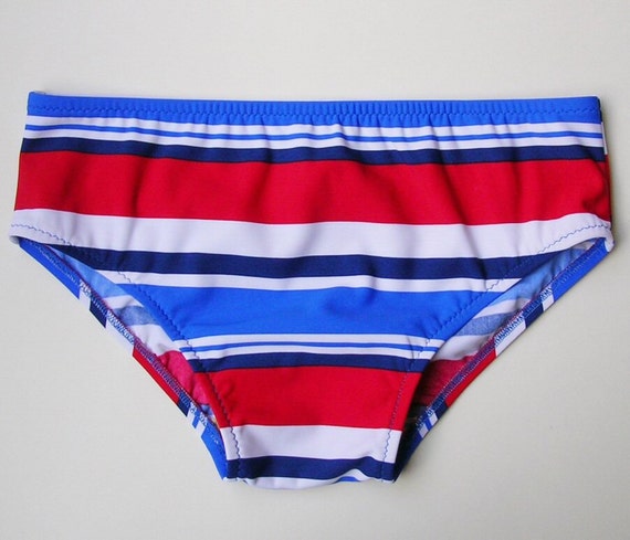 Items similar to Mens Brief Swimsuit in Red White and Blue Stripe in S ...