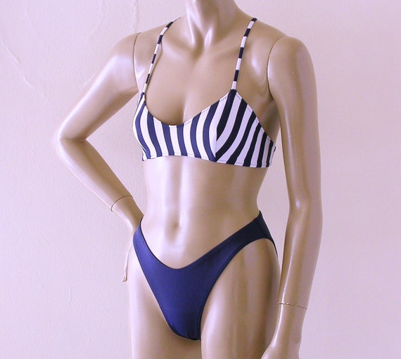 navy high leg bikini bottoms