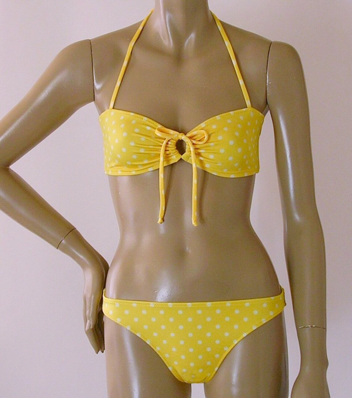 Retro Bandeau Halter Bikini Top and Full Coverage Bikini | Etsy